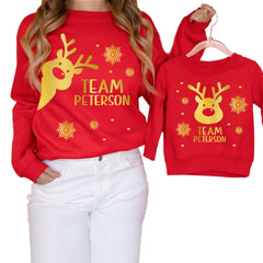 Matching Family Christmas jumper, GOLD FOIL, Reindeer Xmas Sweatshirt