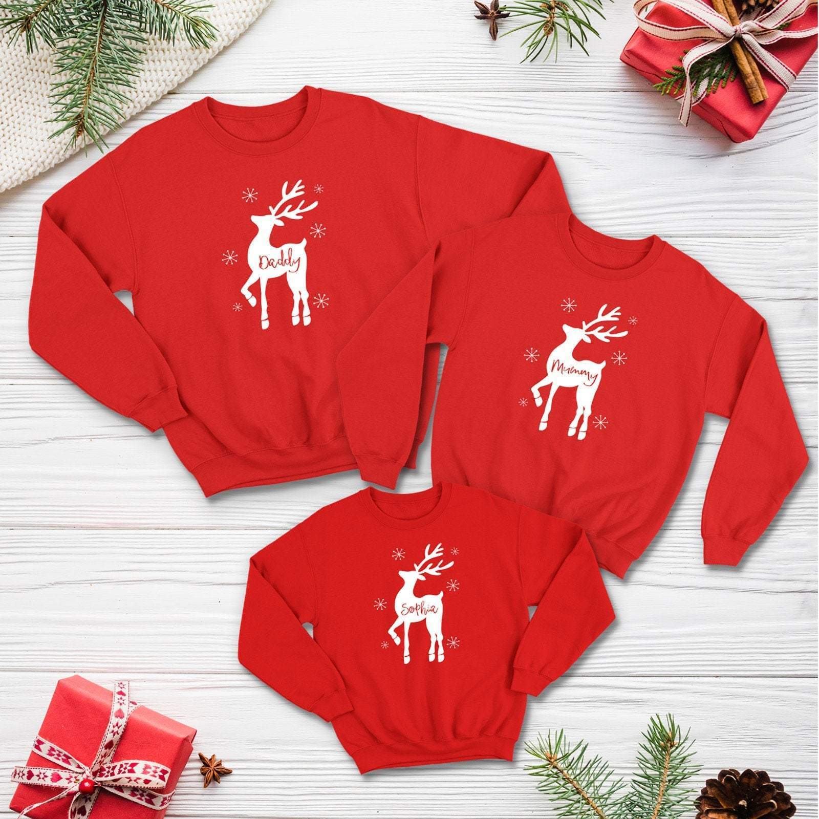 Matching Family Christmas Jumper Reindeer Christmas Pyjamas Top