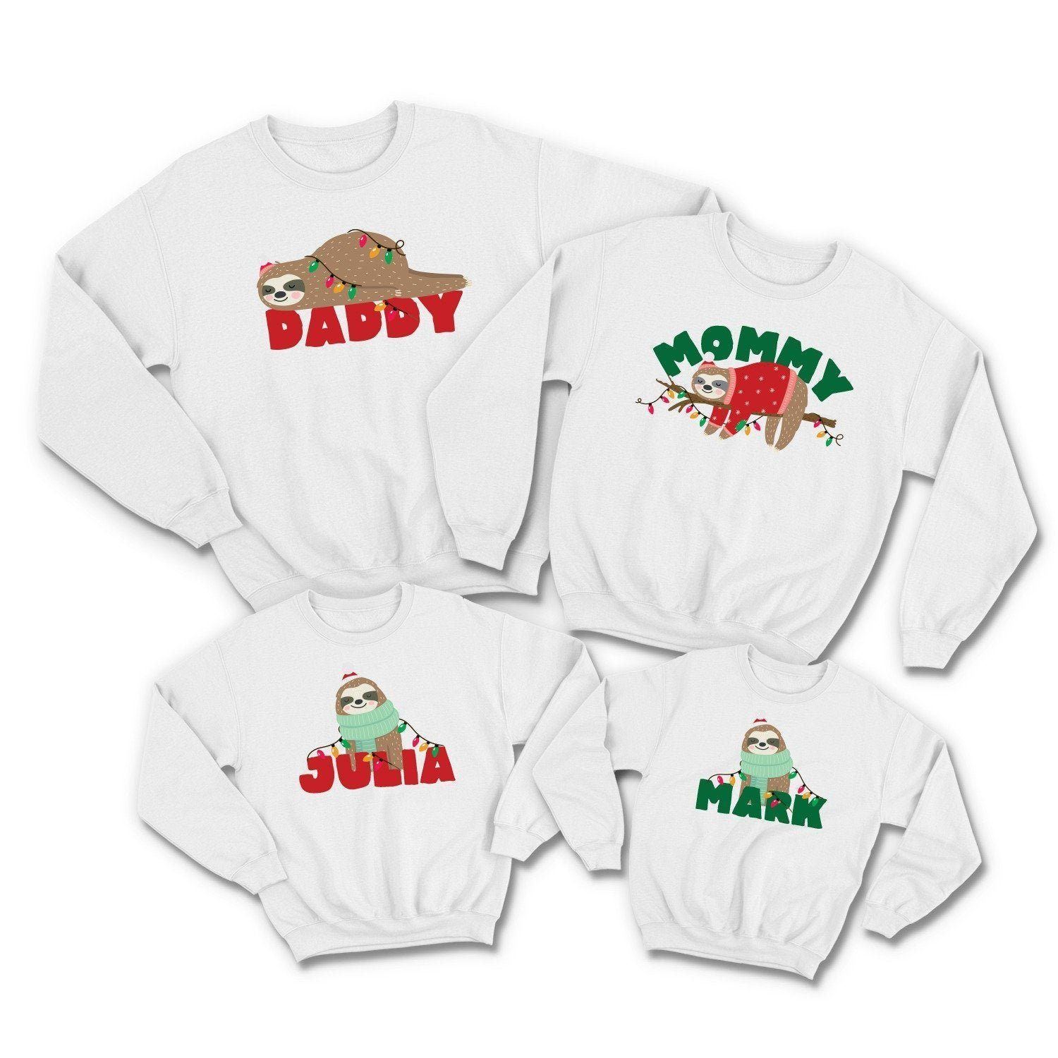Matching Sloth Family Christmas Jumper Matching Family Christmas Outfit