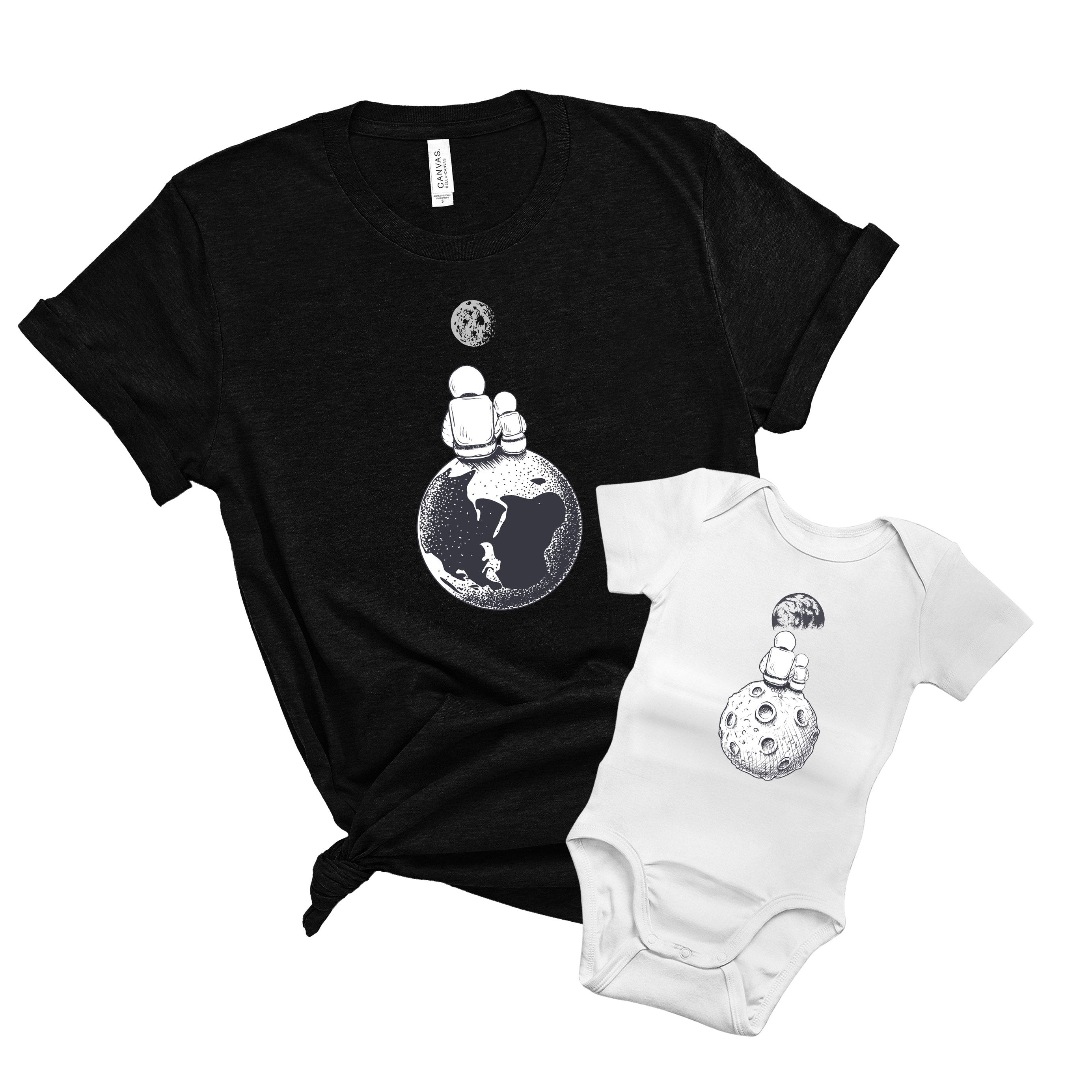 Matching t-shirts for daddy and baby, Moon and Astronaut Dad Son or Daughter space t-shirt, Price for 1 QTY