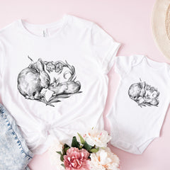 Matching t-shirts for mummy and baby, Mother and baby bunny mum son or daughter, QTY 1