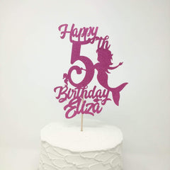 Mermaid Cake Topper With Age And Name