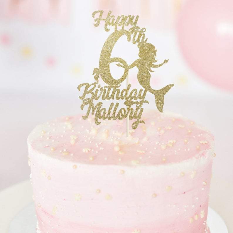 Mermaid Cake Topper With Age And Name
