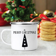 Merry Christmas enamel mug, Gift for him, her, kids, Unbreakable cup