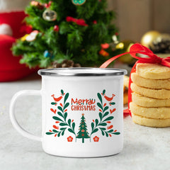 Merry Christmas Enamel Mug, Xmas Gift For Him Her Kids, Unbreakable Cup