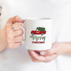 Merry Christmas mug with red Christmas truck, Christmas present, Christmas gift Coffee Mug