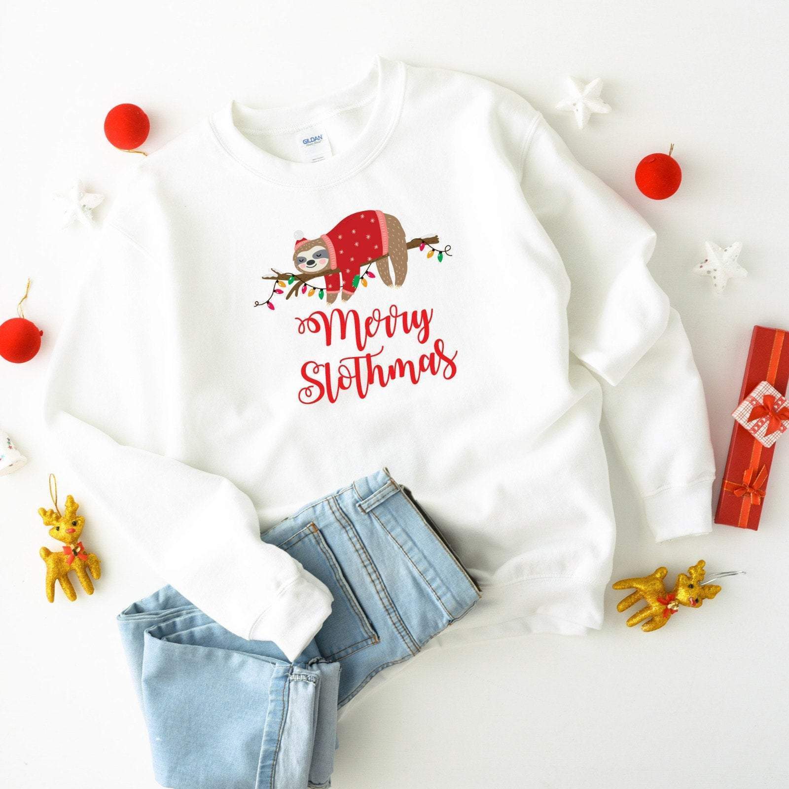 Merry Slothmas Christmas Jumper, Suitable for all family members, Matching Sloth , Xmas Outfit