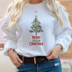 Merry Vegan Christmas Jumper, Unisex Adult Kids Sizes, Veg Veggie Vegetarian Xmas Sweatshirt