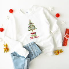 Merry Vegan Christmas Jumper, Unisex Adult Kids Sizes, Veg Veggie Vegetarian Xmas Sweatshirt