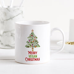 Merry Vegan Christmas Mug, Christmas Gift For Vegans, Veg Veggie Vegetarian Xmas Present
