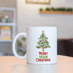 Merry Vegan Christmas Mug, Christmas Gift For Vegans, Veg Veggie Vegetarian Xmas Present