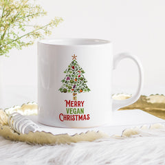 Merry Vegan Christmas Mug, Christmas Gift For Vegans, Veg Veggie Vegetarian Xmas Present