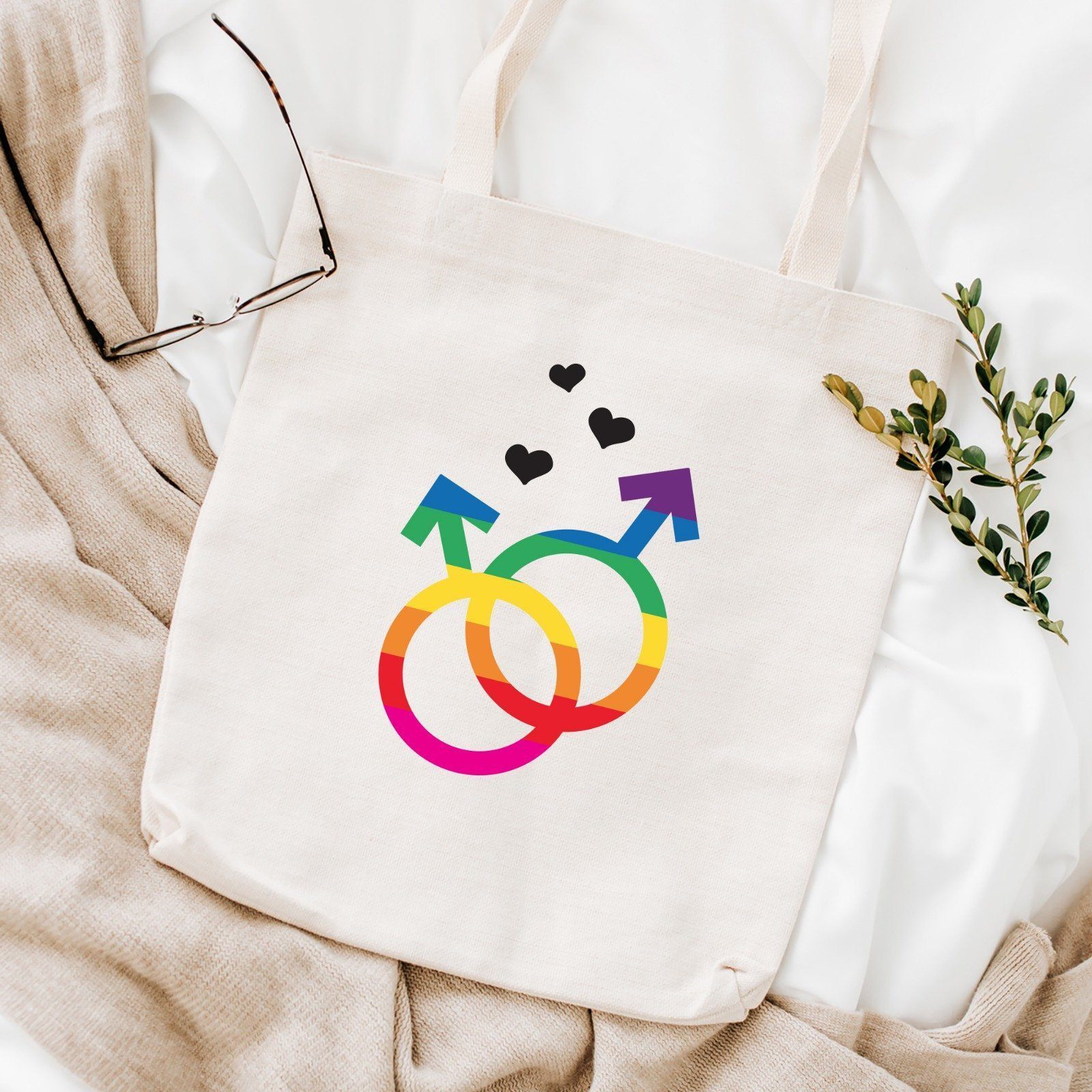 Mr and Mr gay tote bag, LGBT rainbow colors shopping bag, Pride Week Gift