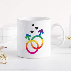 Mr & Mr mug, Gay love mug, LGBT flag colours, Mug gift for Gay Pride, Rainbow mug