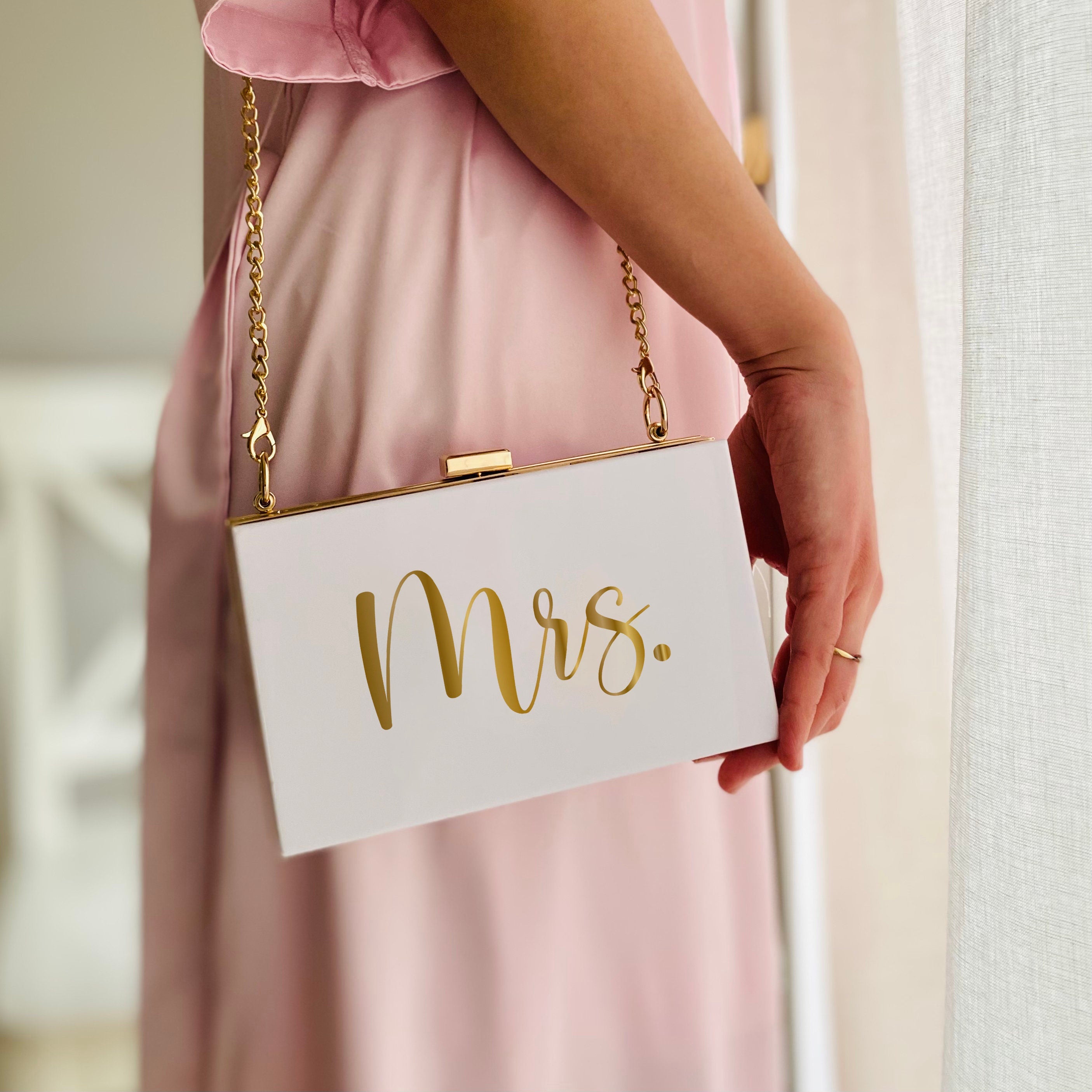 Mrs. Clutch Gift for Bride to Be, Future Mrs Wedding day accessory, Bride Purse