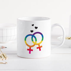 Mrs & Mrs mug, Lesbian mug, LGBT flag colours Mug, Rainbow mug