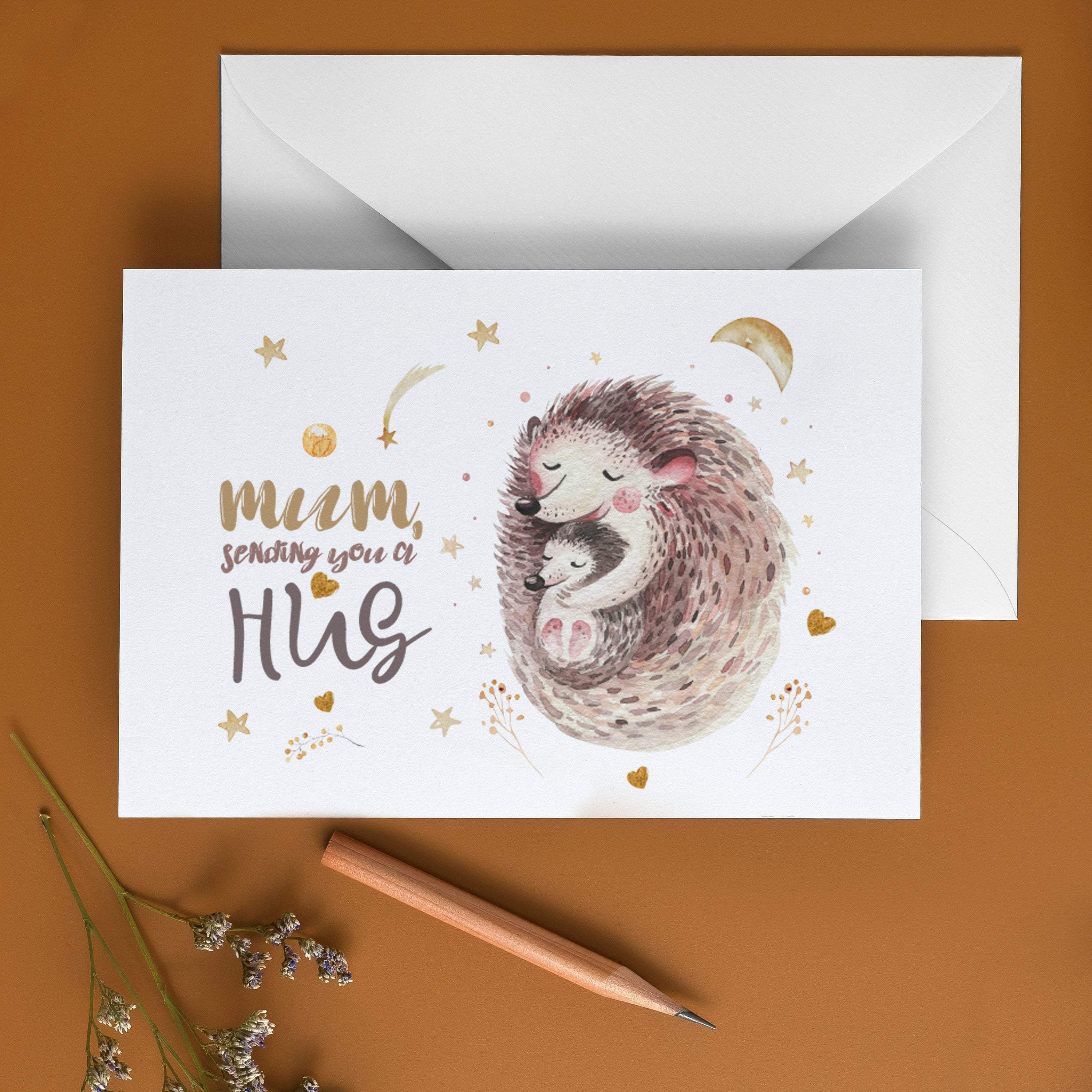 Mum sending you a hug card, Mother's Day greetings card, Mom and baby, Mummy birthday card