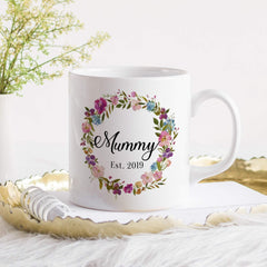 Mummy mug, Personalised floral mug, Mother's Day gift, Pregnancy announcement