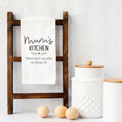 Mum'S Kitchen Tea Towel, Where Hearts And Bellies Are Full, Mother'S Day Gift For Mummy Grandma Nanny