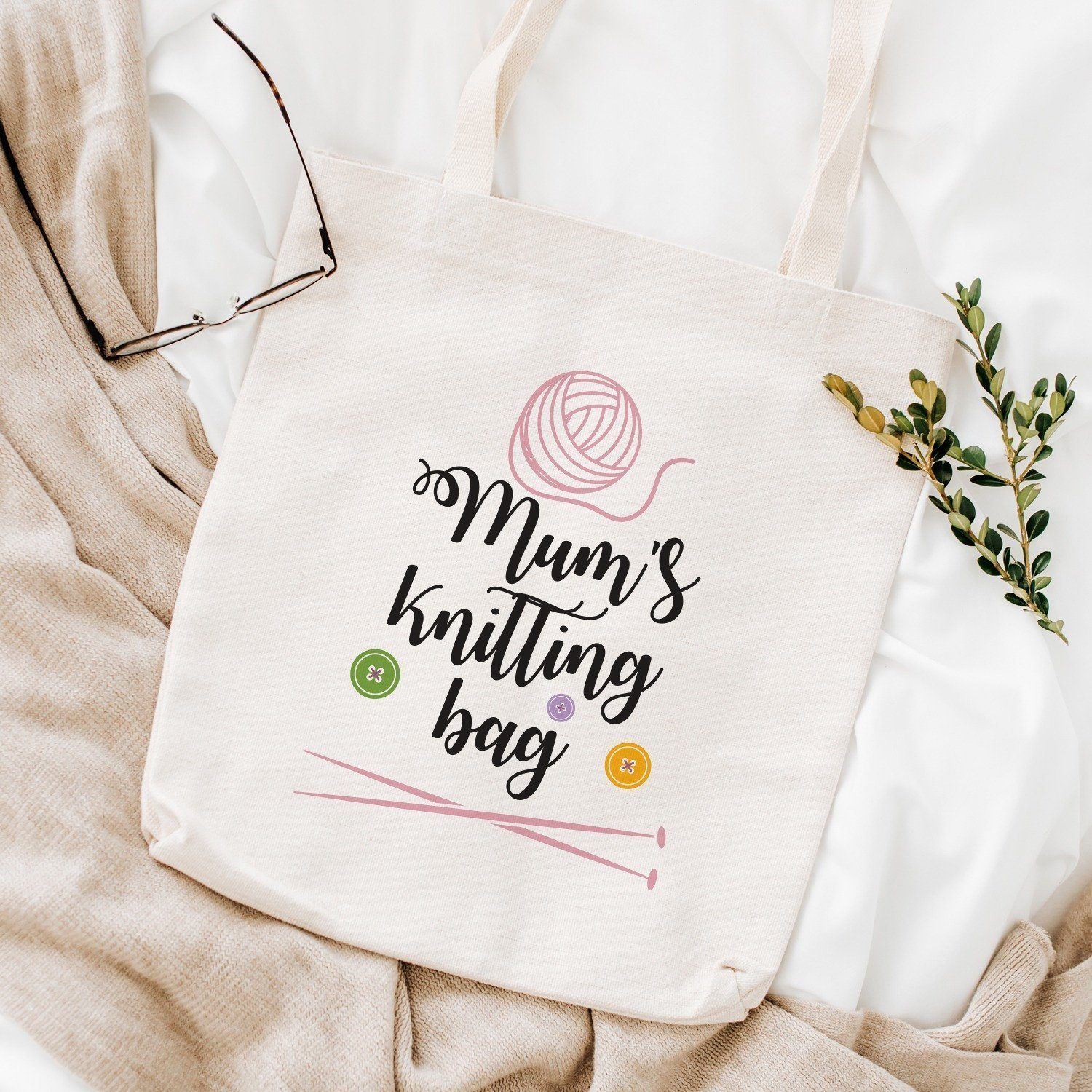 Mum's knitting bag, Gift for knitter moms, Knitting Tote Bag