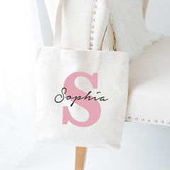 Name And Initial Tote, Gift For Her, Unique Gift For Women