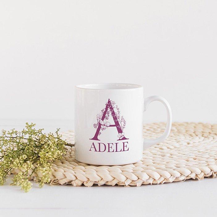 Name Mug With Elegant Initial, Personalised Mug With A Name