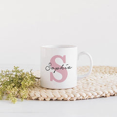 Name mug with initial , Gift for him or her , Floral Name Coffee Mug