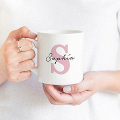 Name mug with initial , Gift for him or her , Floral Name Coffee Mug