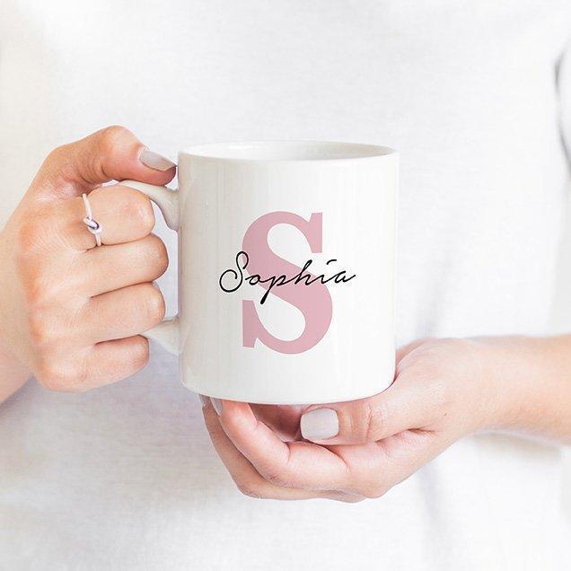 Name mug with initial , Gift for him or her , Floral Name Coffee Mug