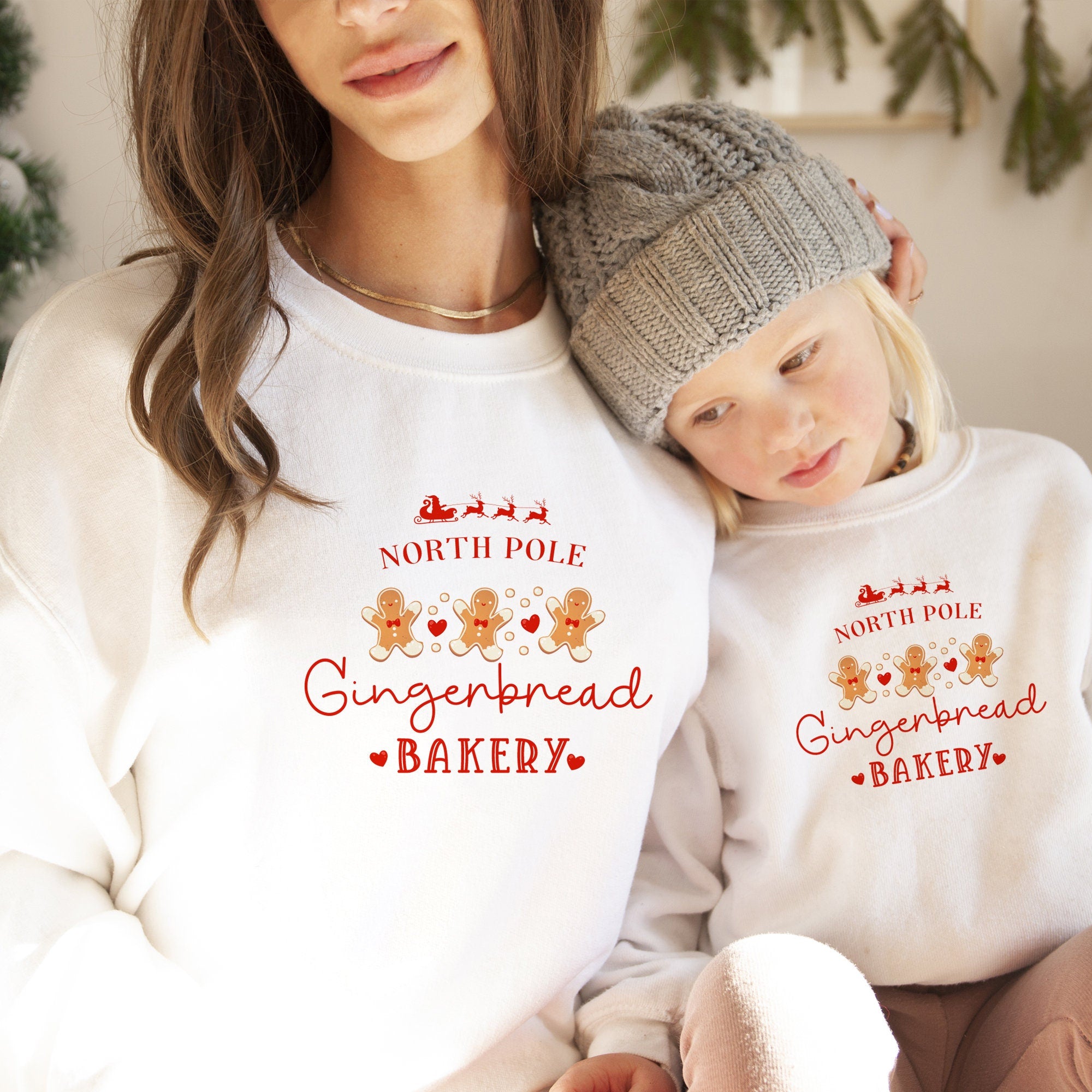 North Pole Gingerbread Bakery Christmas Jumper, Matching Family Sweatshirt