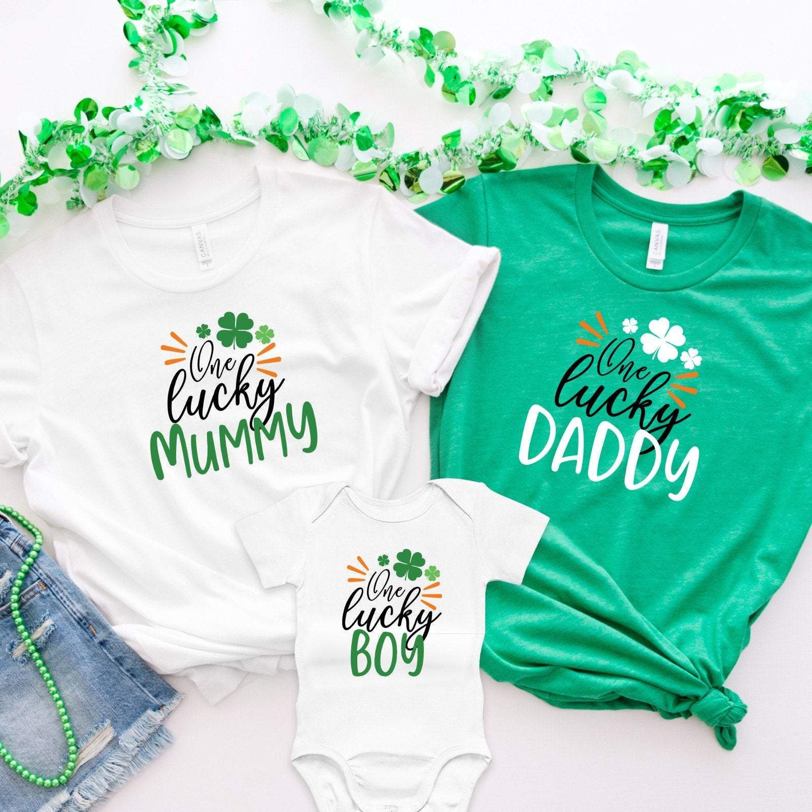 One lucky mummy daddy or matching Family Shirts St. Patrick days T shirt