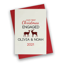 Our First Christmas Engaged Card, Personalised Romantic 1st Xmas Greeting Cards with names