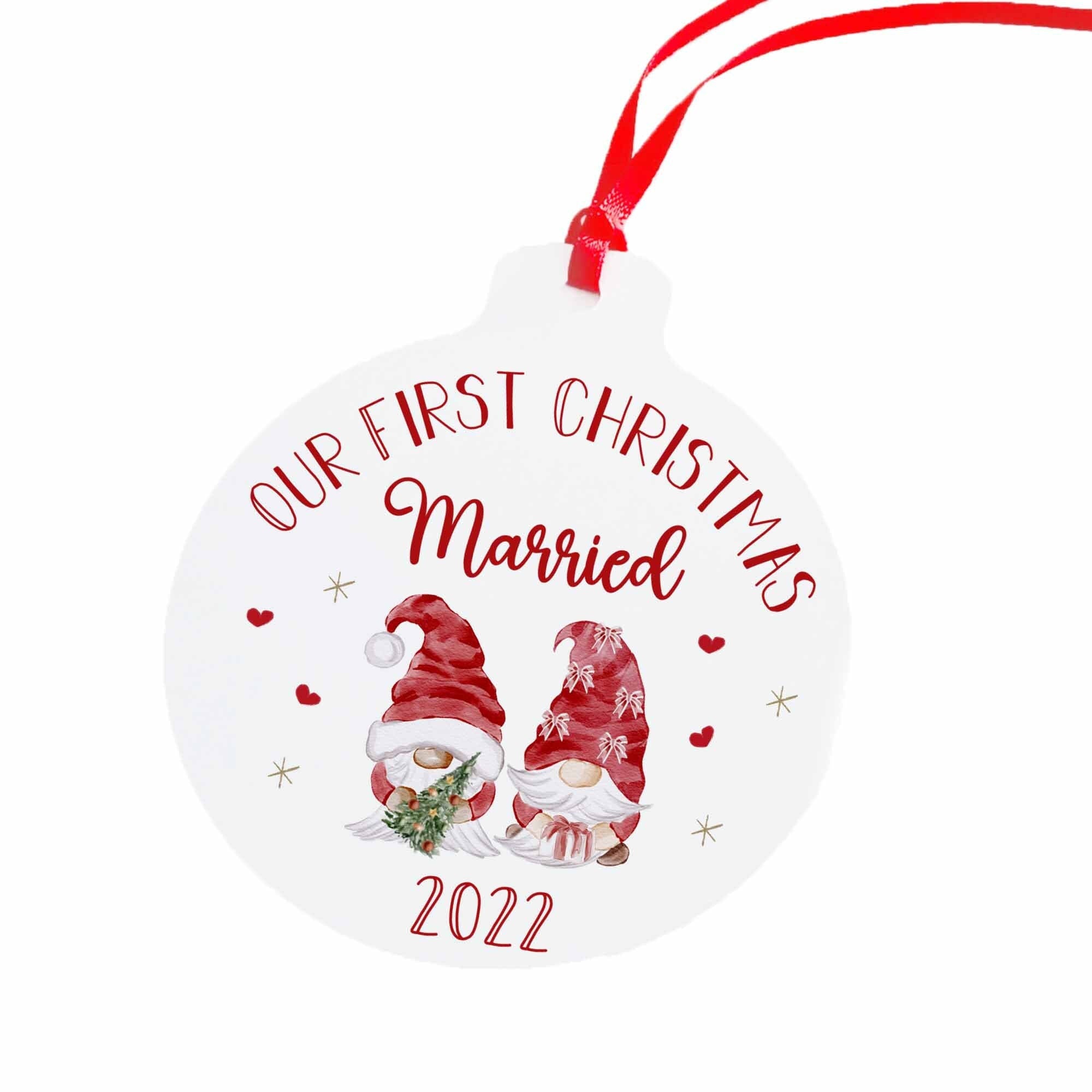 Our First Christmas Married Christmas Ornament, Xmas Decor With Gnomes