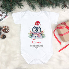 Personalised 1st Christmas kids name t-shirt and bodysuit, Animals First Xmas boy girl top