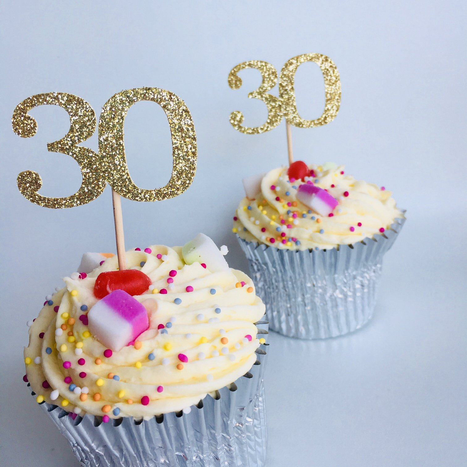 Personalised Age Number Cupcake Topper. 12 Pieces. Birthday Decorations