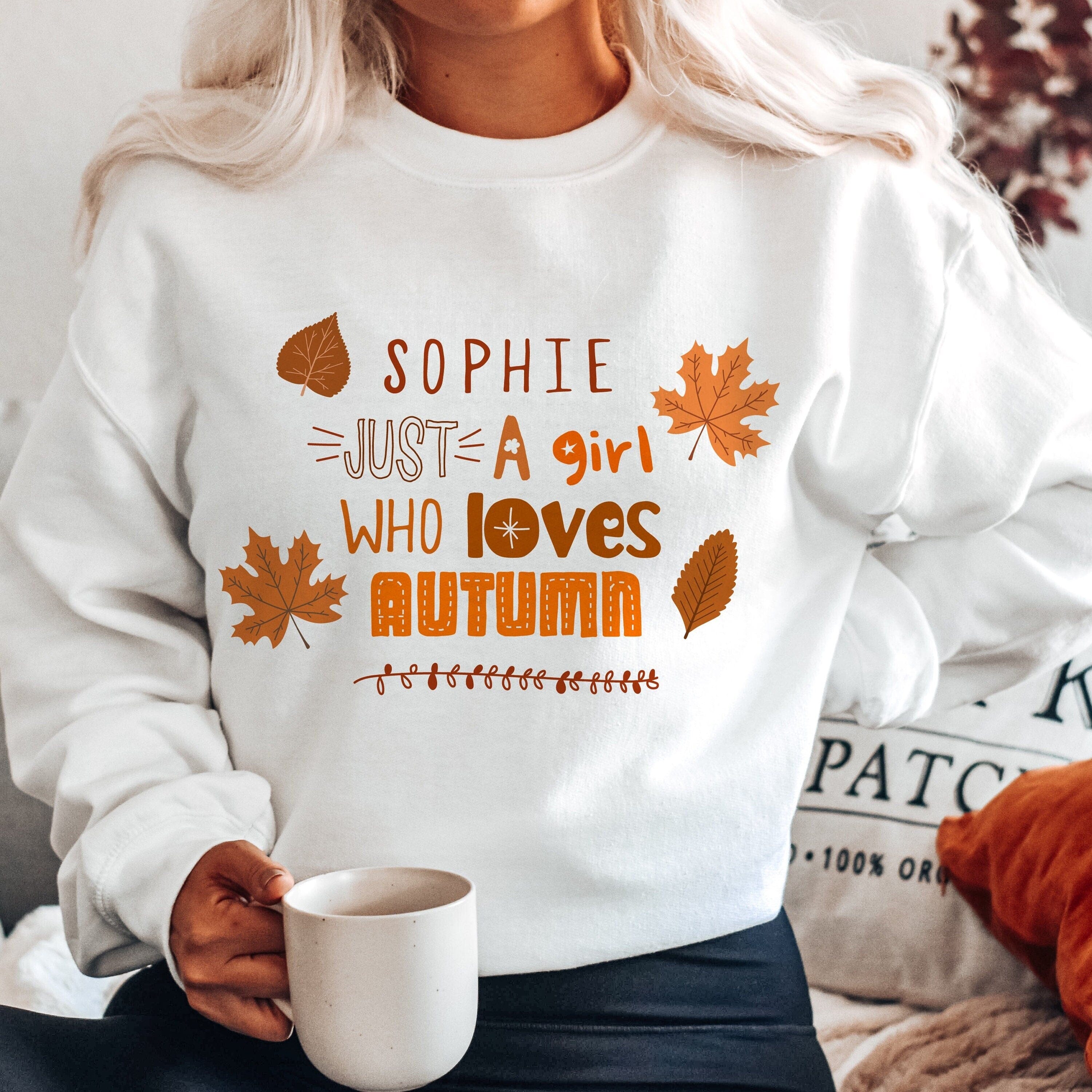 Personalised Autumn Jumper With Name, Autumn Outfit, Autumn Lover Birthday Gift Pumpkin Spice Sweatshirt