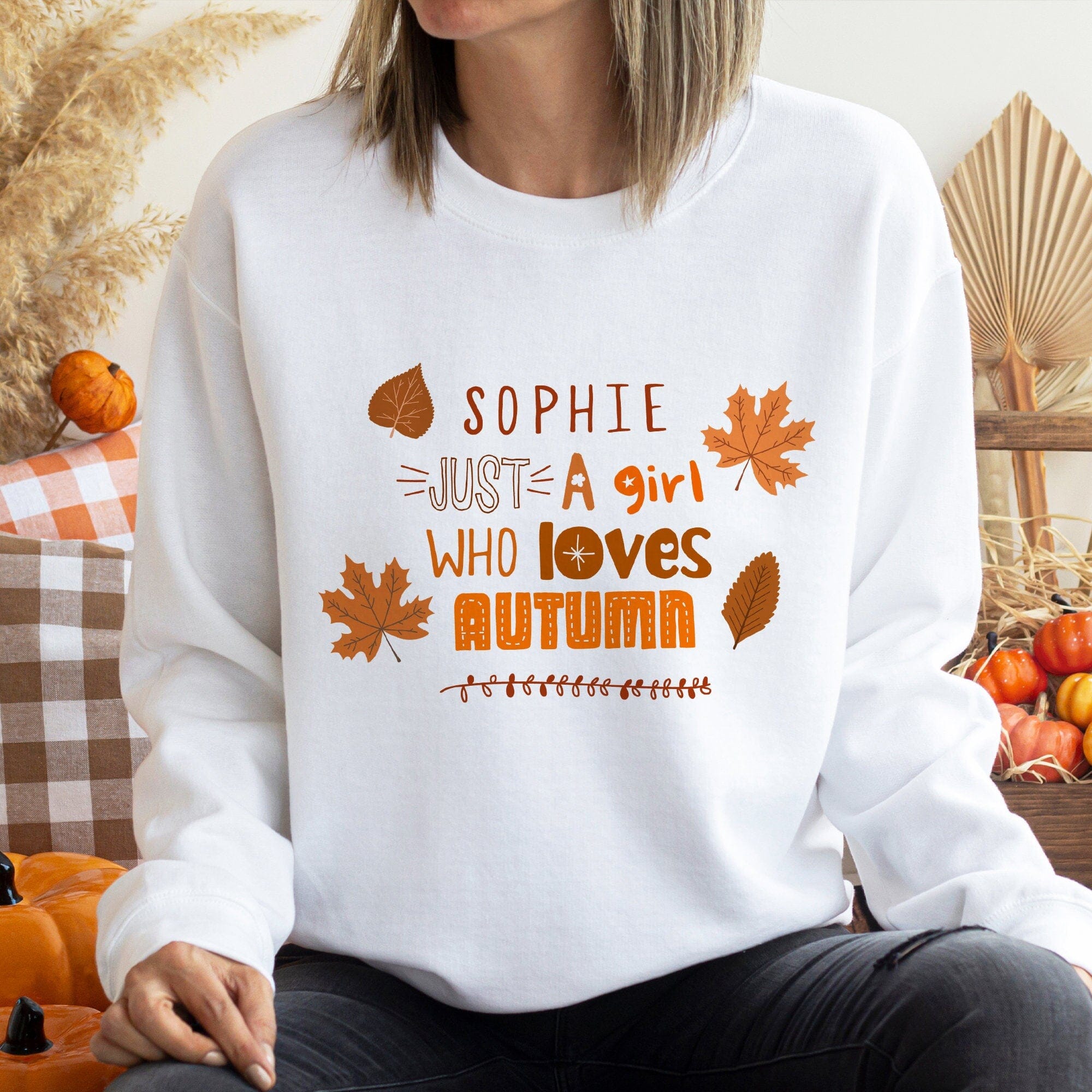 Personalised Autumn Jumper With Name, Autumn Outfit, Autumn Lover Birthday Gift Pumpkin Spice Sweatshirt