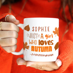 Personalised Autumn Mug With Name, Autumn Lover Birthday Gift, Pumpkin Decor Fall Coffee Cosy