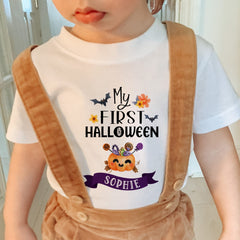Personalised Baby First Halloween Bodysuit With Name Boy or Girl Cute 1st Halloween T-shirt