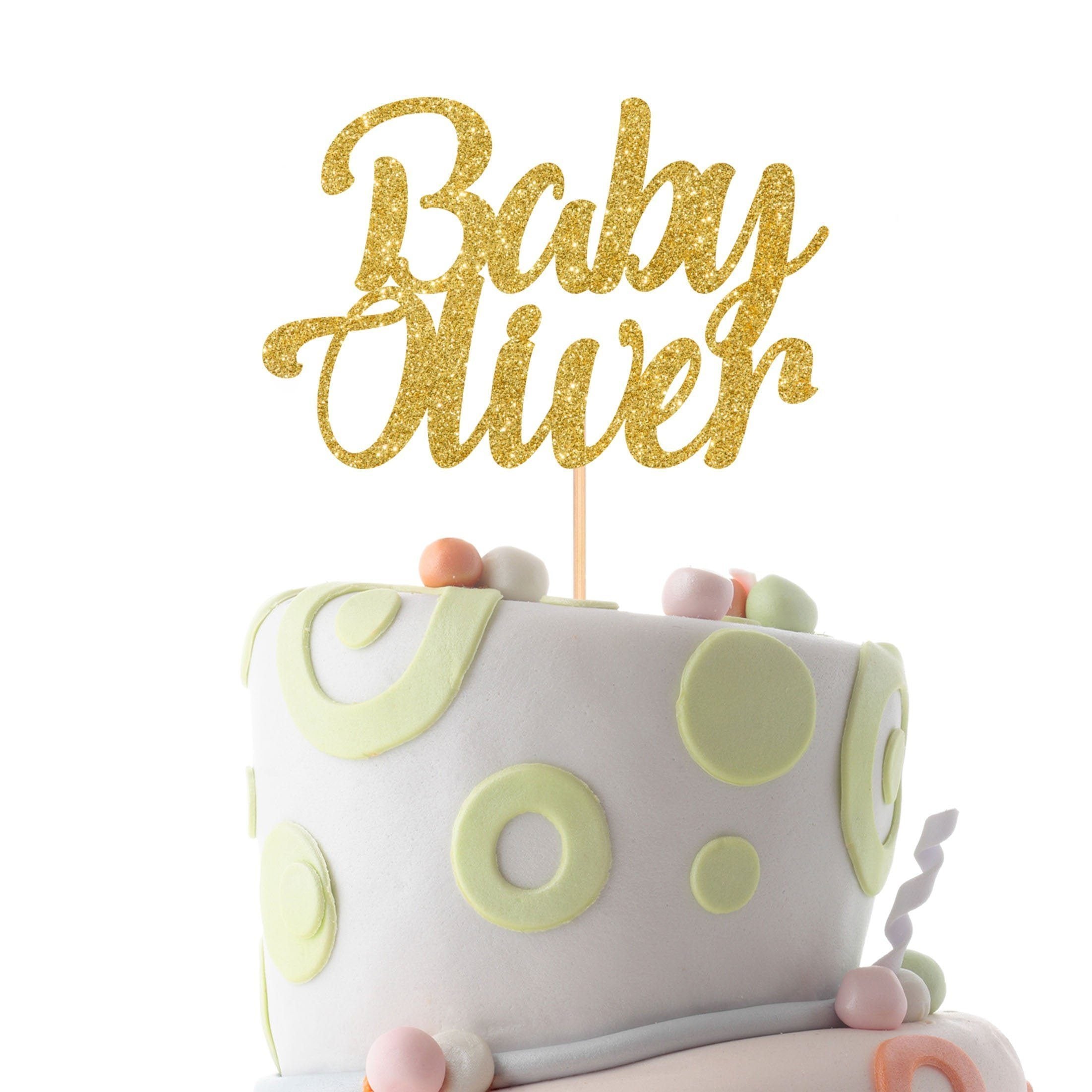 Hello baby girl cake topper its a girl baby shower cake glitter name custom  gold
