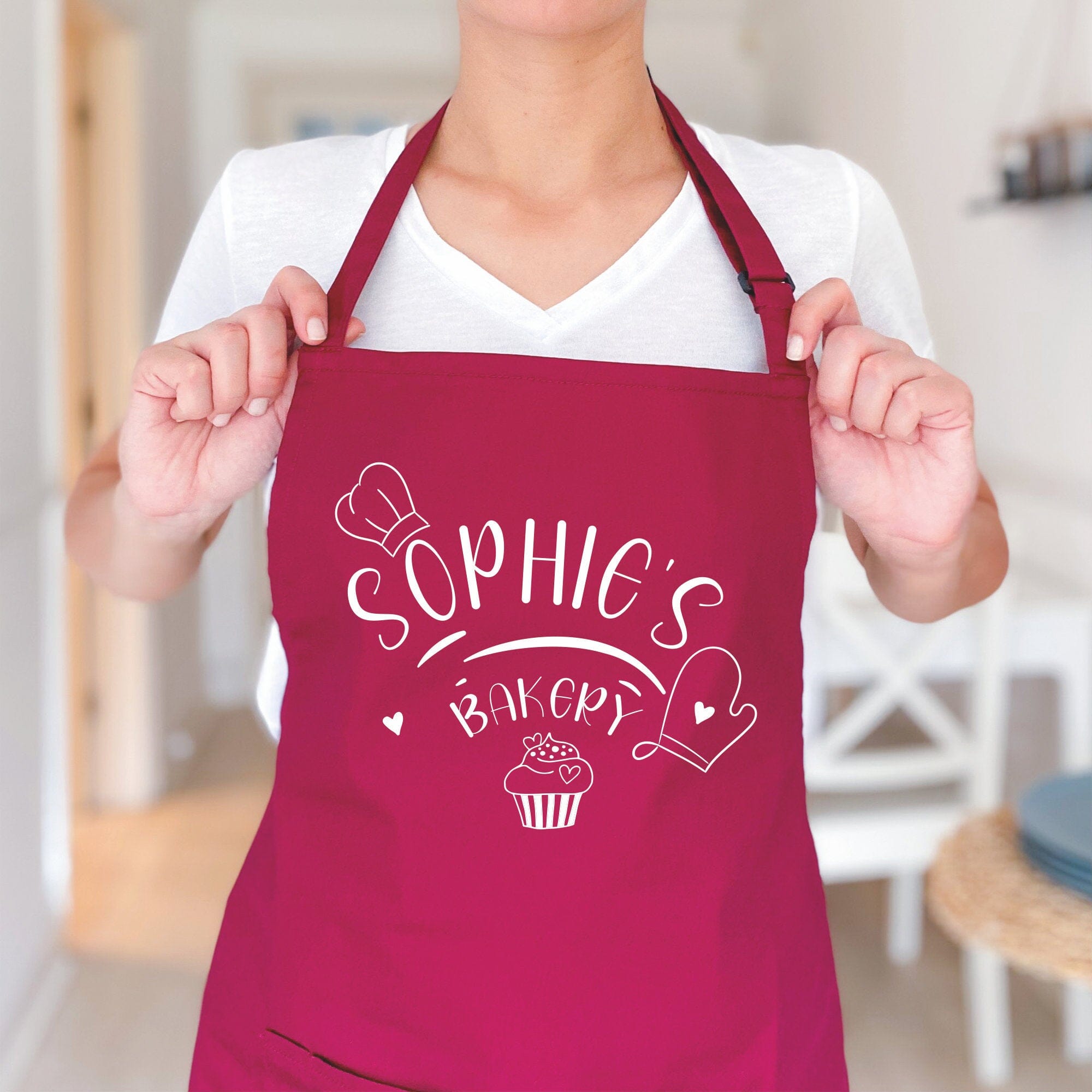 Personalised bakery apron with name, Gift for her, Kitchen apron for women