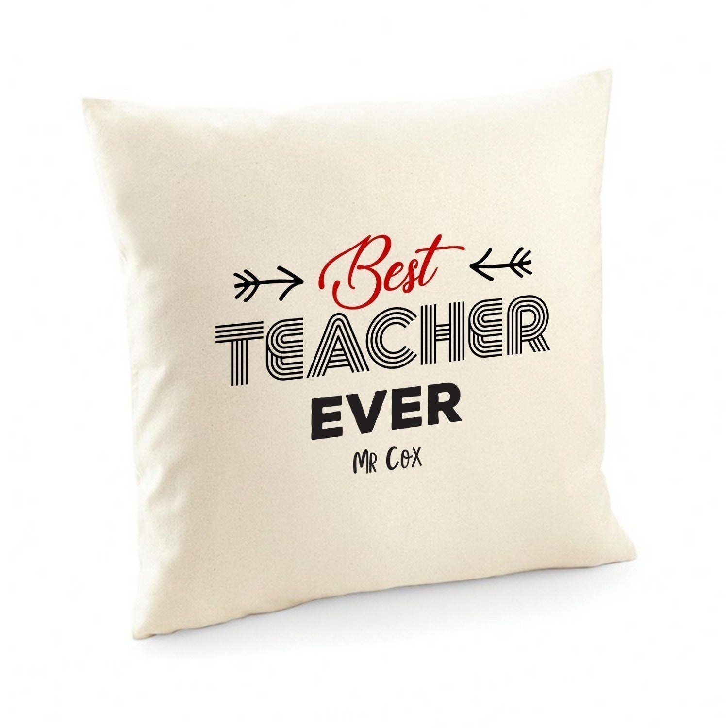 Personalised Best Teacher Ever Cushion, Teacher Thank You Gift With Teacher Name