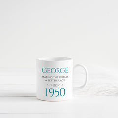 Personalised Birthday Mug with name and year, Gift for him and her