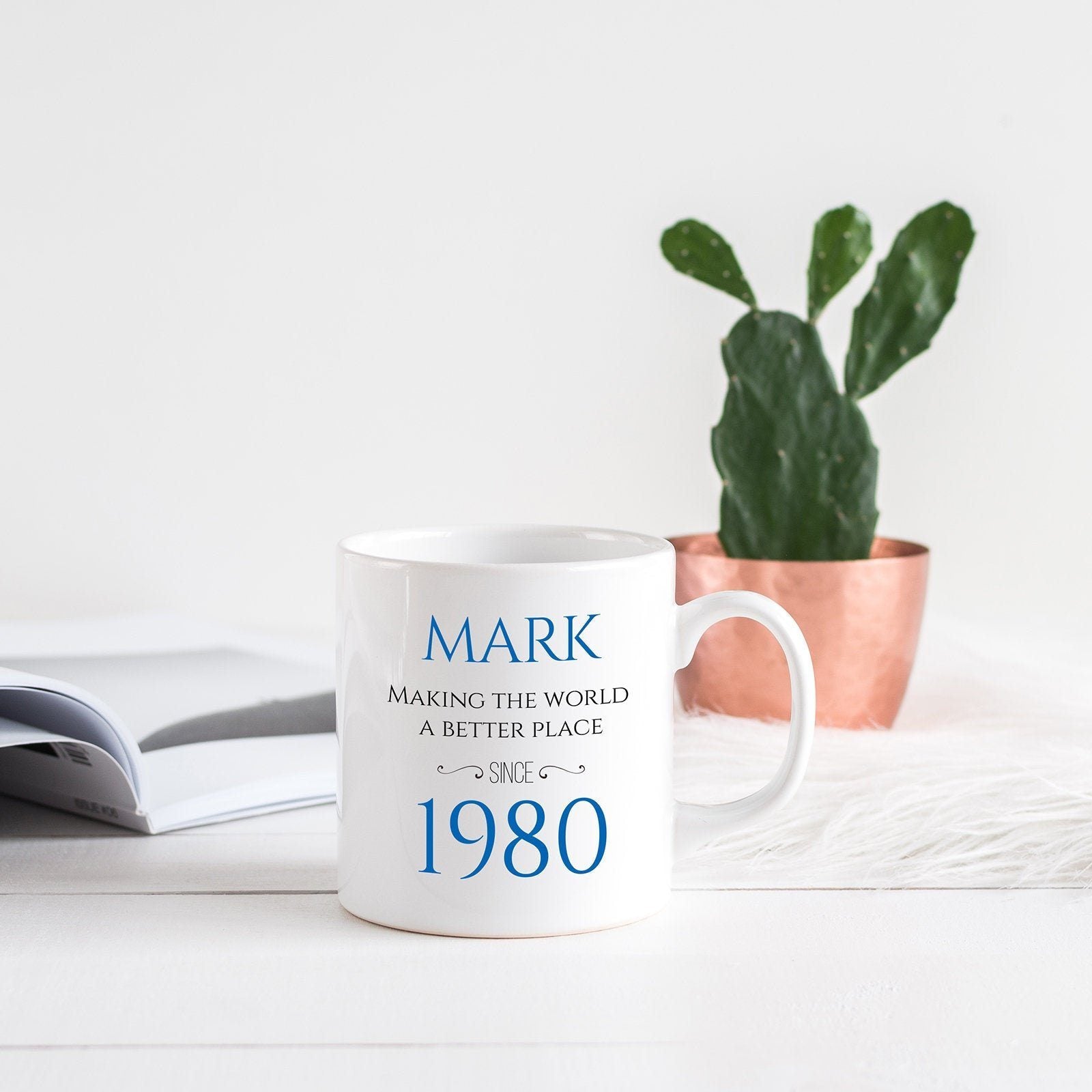 Personalised Birthday Mug with name and year, Gift for him and her