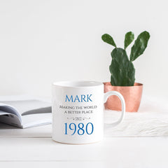 Personalised Birthday Mug with name and year, Gift for him and her