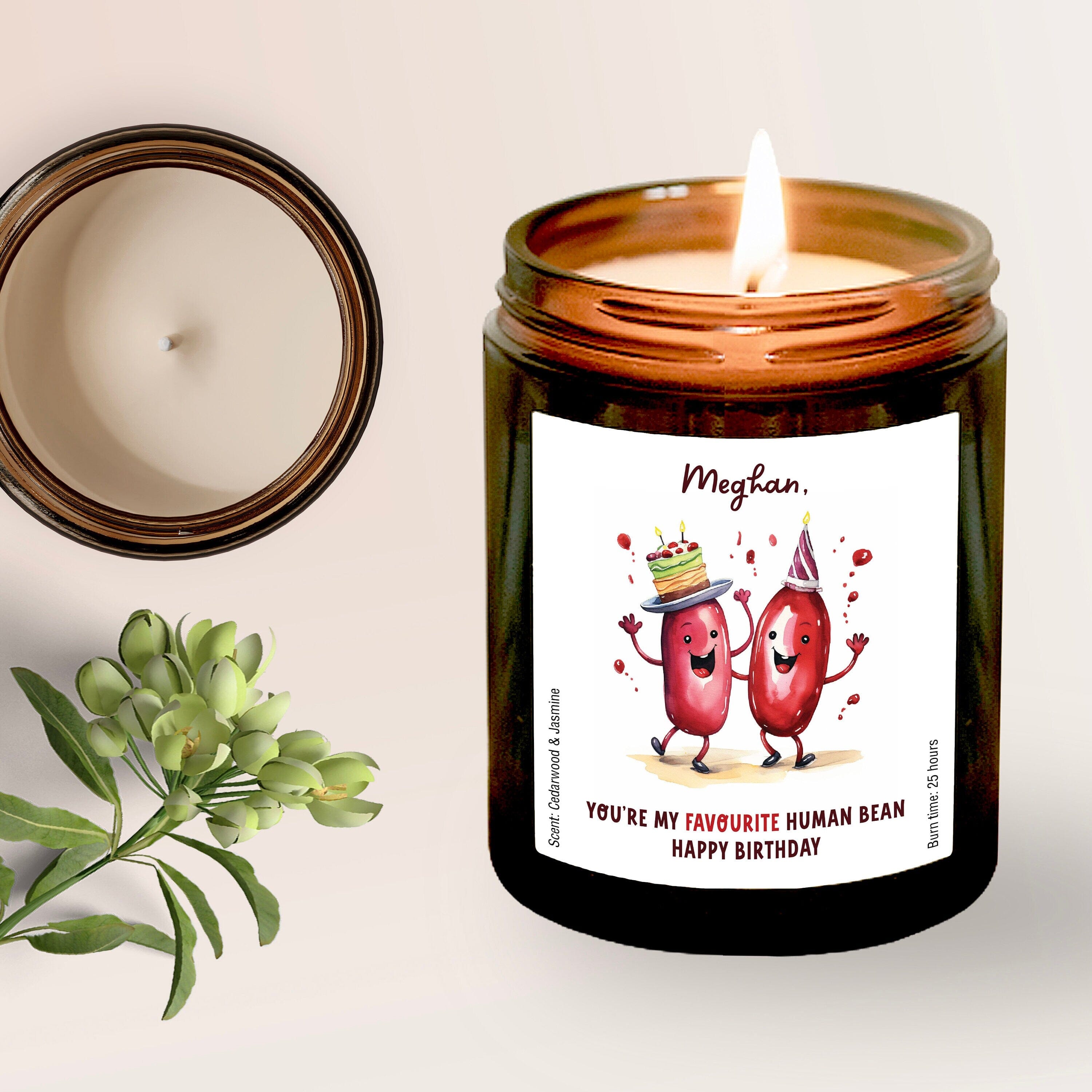 Personalised Birthday Scented Candle with Name, You Are My Favourite Bean, Gift for Her Him