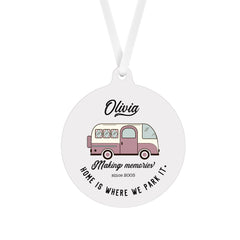 Personalised Campervan Metal Christmas Ornament, Flat bauble, Camper Xmas Gift