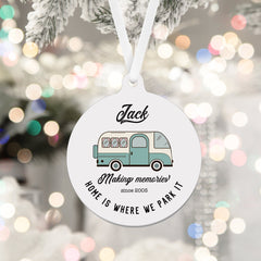 Personalised Campervan Metal Christmas Ornament, Flat bauble, Camper Xmas Gift