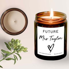 Personalised Candle for Bride, Hen Party Gift for Future Mrs, Bride's last names