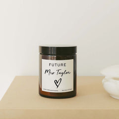 Personalised Candle for Bride, Hen Party Gift for Future Mrs, Bride's last names